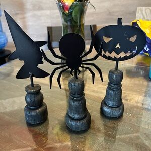 Halloween 3 piece set metal, pumkin, witch, spider